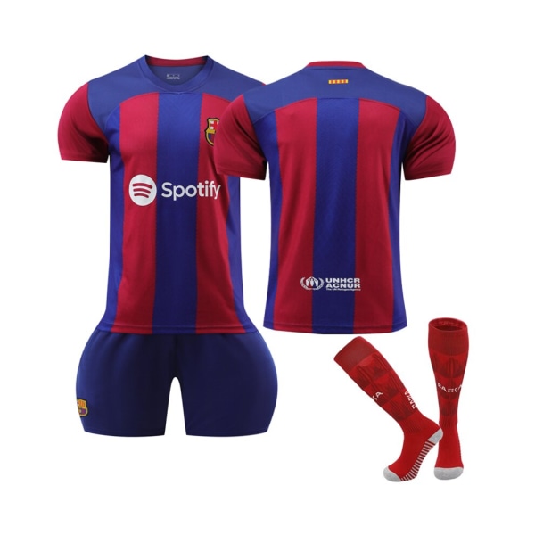 (2023/24 Barcelona hemmalag fotbollströja kit för barn, vuxna 28(150-160CM)