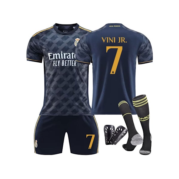 (Vit, 22(6-7 år) 23/24 säsong Real Madrid Hemma borta Fotbollströja Vini JR. No.7 Fotbollsdräkter black,39