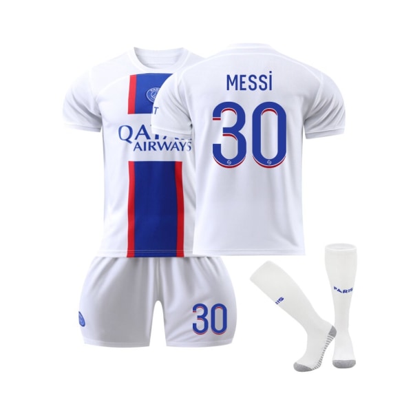 (Juventus 22/23 bortatröja Messi No.30 Fotbollströja 3-delade kit för barn Vuxna L(175-180CM)