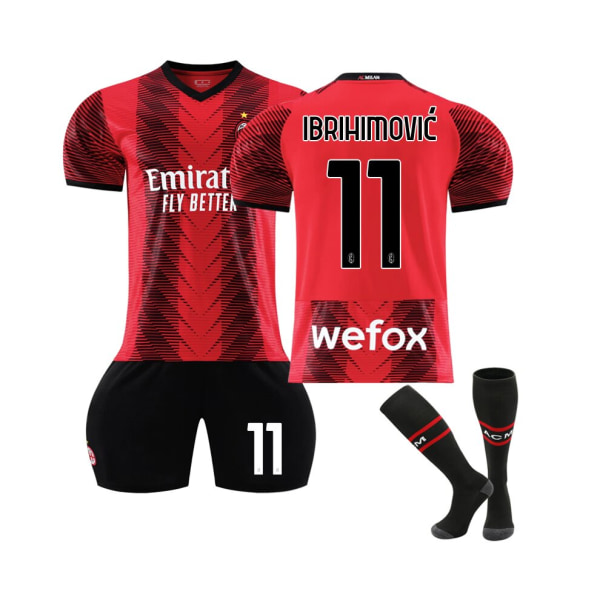 (AC Milan Home Ibrahimovic #11 Fotbollströjasatser för barn, vuxna S(165-170CM)