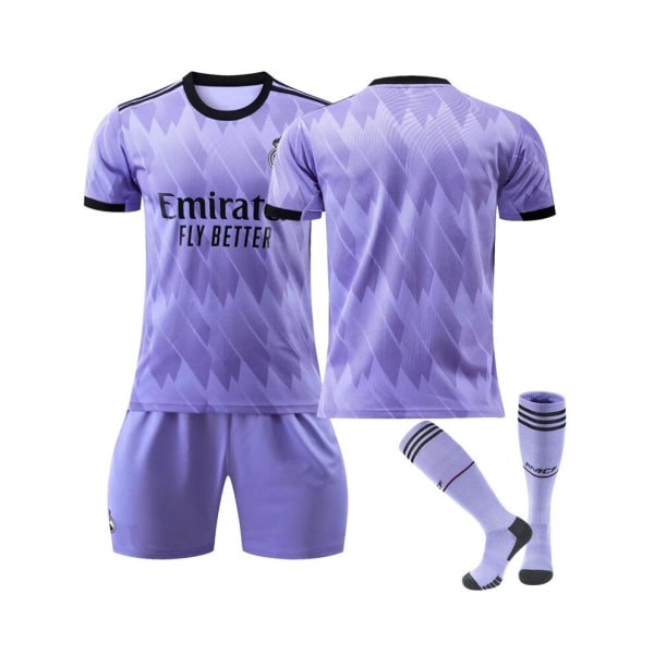 (Real Madrid 2022/23 Borttaröja fotbollströja 3-delade kit för barn Vuxna svart
