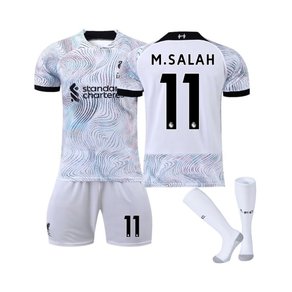 (Liverpool FC 2022/23 Stadium bortatröja M.Salah No.11 fotbollströja 3-delade kit för barn Vuxna 16(90-100CM)