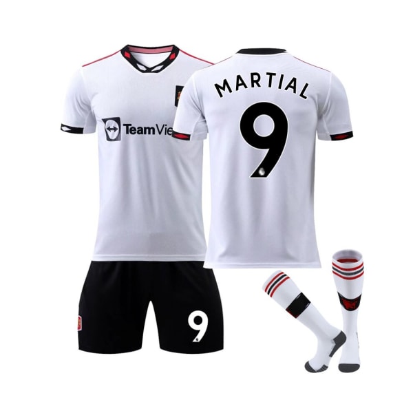 (Manchester United 2022/23 Bortröja Martial No.9 fotbollströja 3-delade kit för barn Vuxna 16(90-100CM)