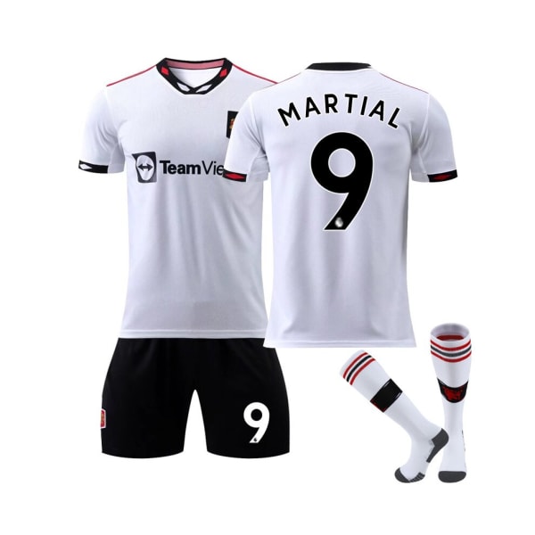 (Manchester United 2022/23 Bortröja Martial No.9 fotbollströja 3-delade kit för barn Vuxna M(170-175CM)