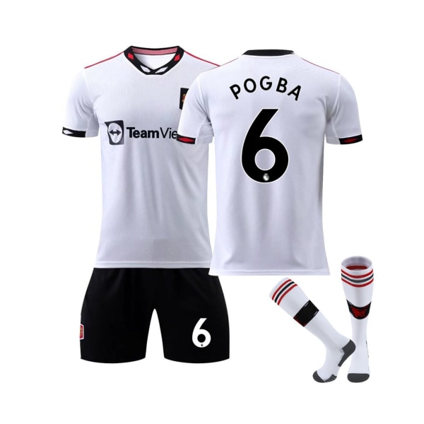 (Manchester United 2022/23 bortatröja Pogba No.6 fotbollströja 3-delade kit för barn Vuxna 18(100-110CM)