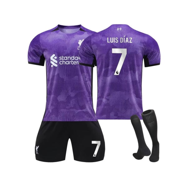 2023-2024 New Purple Second Away #7 Luis Diaz Fotbollströja Fotbollströja Kit XL(180-190CM)