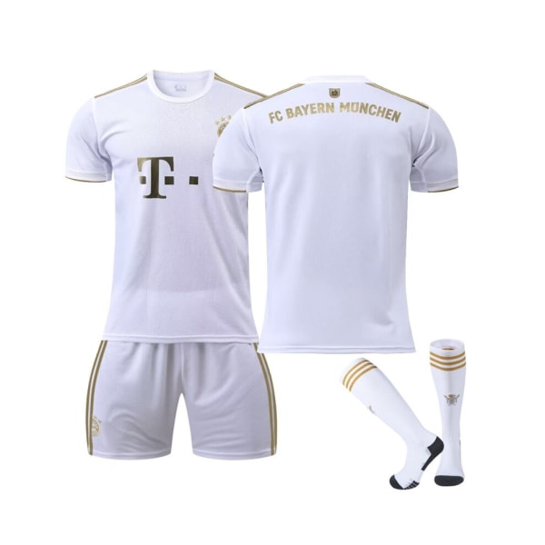 (Bayern 22/23 bortetröja fotbollströja 3-delade kit för barn, vuxna L(175-180CM)