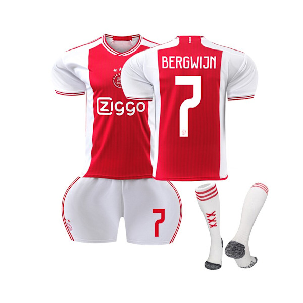 (2023/24 Ajax Home #7 Bergwijn Fotbollströja Set Svart Grön 43