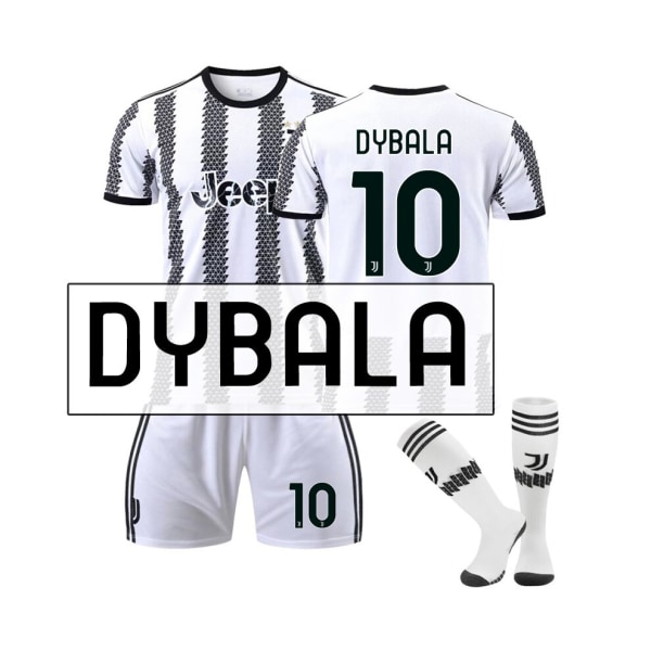 (Juventus hemmatröja 2022/23 Dybala No.10 fotbollströja 3-delade kit för barn Vuxna 16(90-100CM)