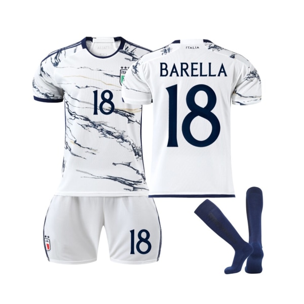 (Italien bortetröja 2023/24 Barella #18 Fotbollströja Blue,42