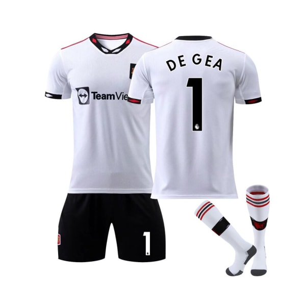 (Manchester United 2022/23 bortatröja De Gea No.1 fotbollströja 3-delade kit för barn Vuxna L(175-180CM)