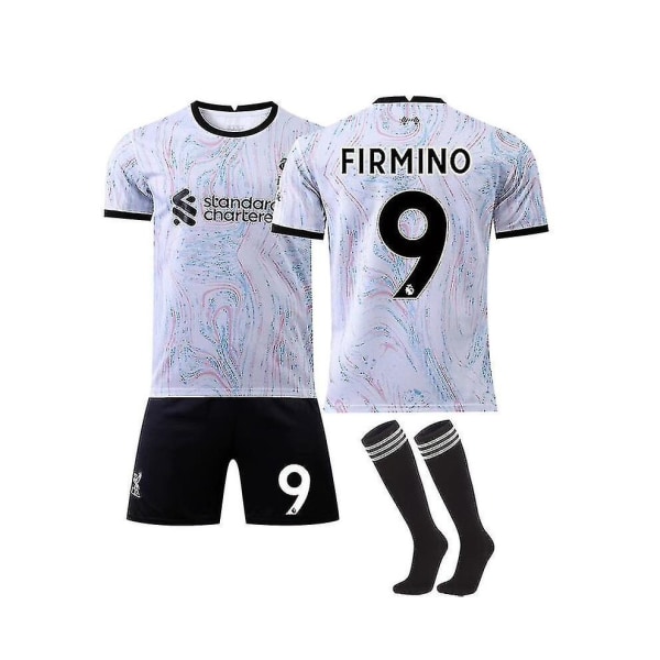 (XS MANE NO.10) 22/23 rpool borta Salah Barn Pojkar Vuxen Fotbollströjadräkter XS FIRMINO NO.9