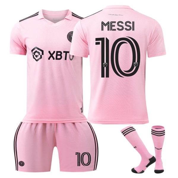 23-24 Inter Miami CF hemmafotbollströja Set No.10 MESSi Major League fotbollsuniformsats med strumpor för vuxna barn - rosa 16