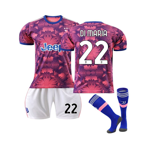 Juventus Third Jersey 2022/2023 Di Maria No.22 Fotbollströja 3-delade kit för barn Vuxna 18(100-110CM)