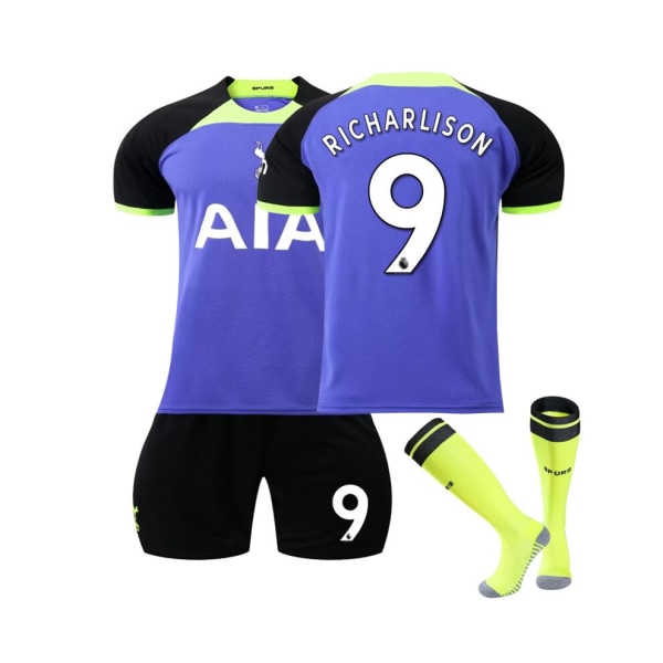 (2022/2023 Tottenham bortatröja Lila Richarlison No.9 fotbollströja 3-delade kit för barn Vuxna 16(90-100CM)