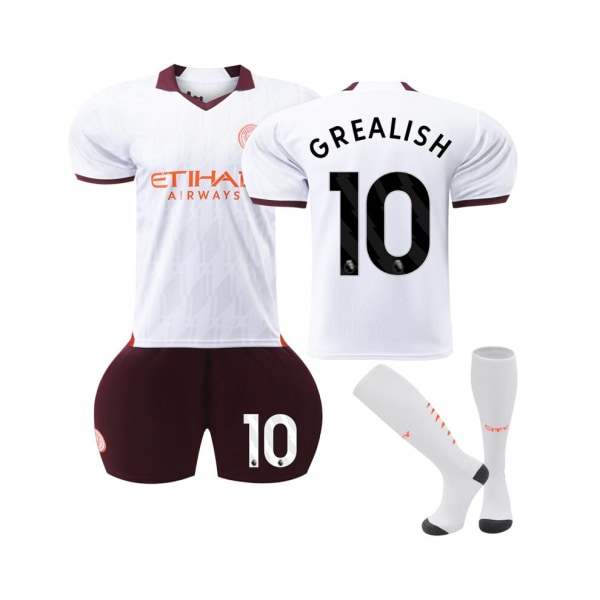 2023/24 Manchester City Borta #10 Grealish Fotbollströja Set 26(145-150CM)