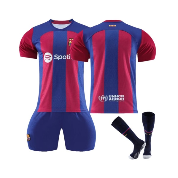 (2023/24 Barcelona hemmalag fotbollströja kit för barn, vuxna 28(150-160CM)