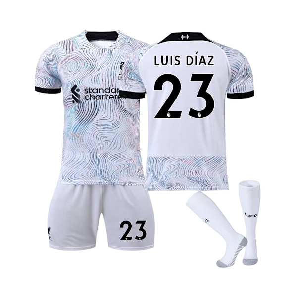 (Liverpool FC 2022/23 Stadium bortatröja Luis Díaz No.23 Fotbollströja 3-delade kit för barn Vuxna Grön