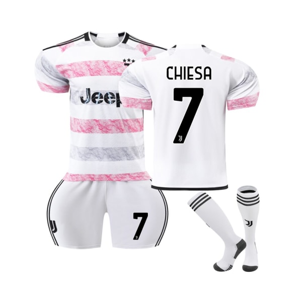 (2023-24 Juventus hemma #7 Chiesa fotbollströja Apricot,38