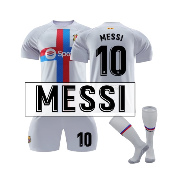 FC Barcelona 2022/23 Stadium tredje tröja Messi No.10 fotbollströja 3-delade kit för barn Vuxna 18(100-110CM)