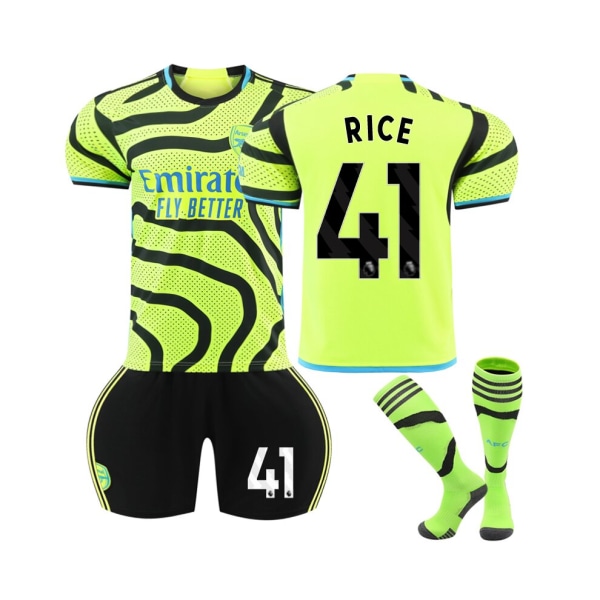 (2023/24 Arsenal bortatröja #41 Rice Fotbollströja Kit red,L