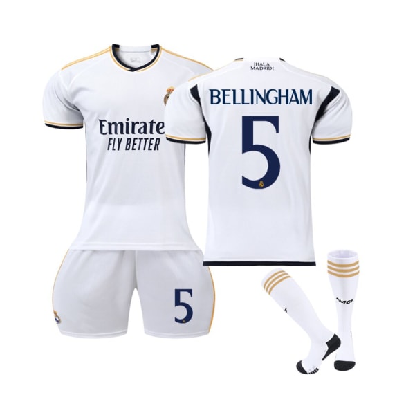 (Real Madrid 2023/24 hemmatröja Bellingham No.5 Fotbollströja för barn Vuxna Red 100x140cm