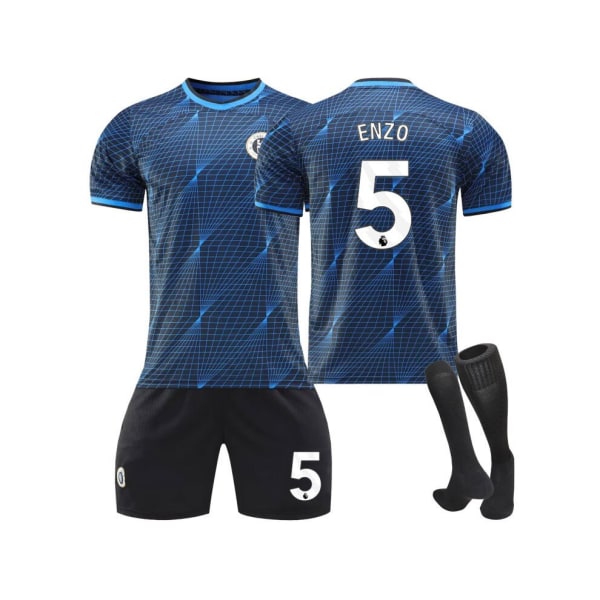 (2023/24 Chelsea bortatröja #5 Enzo fotbollströja kit för barn, vuxna XS(160-165CM)