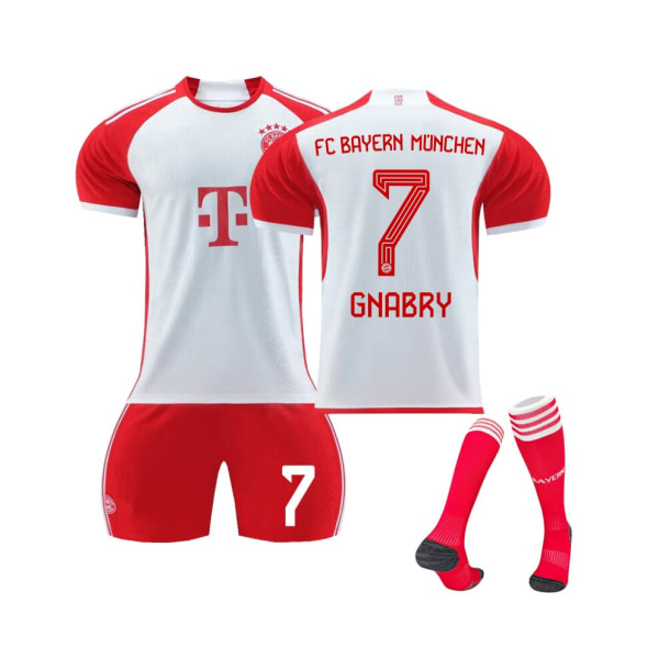 (2023/24 Bayern Hemma Serge Gnabry #7 Fotbollströja Set S(165-170CM)