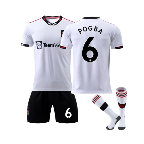 (Manchester United 2022/23 bortatröja Pogba No.6 fotbollströja 3-delade kit för barn Vuxna XS(155-165CM)
