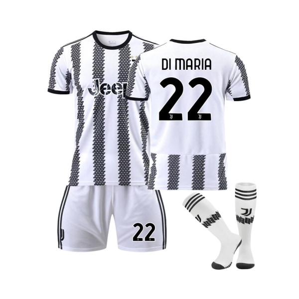 Juventus hemmatröja 2022/23 Di Maria No.22 fotbollströja 3-delade kit för barn Vuxna 28(150-155CM)