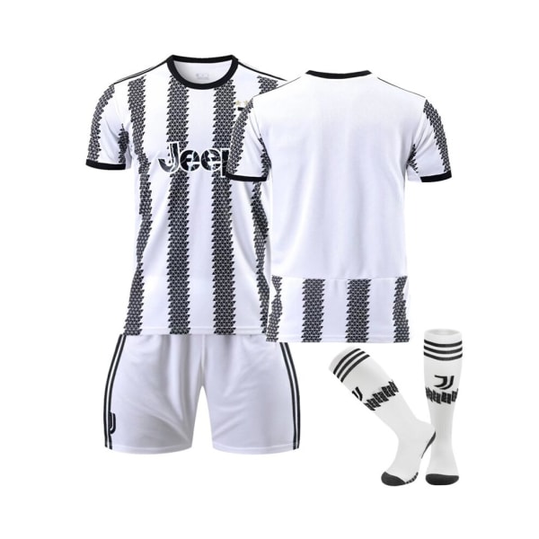 (Juventus hemmatröja 2022/23 lagfotbollströja 3-delade kit för barn, vuxna Yellow 30 oz