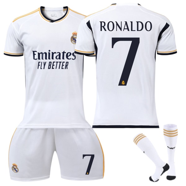 23-24 Real Madrid Fotbollströja Set No.7 RONALDO fotbollsuniformsats med strumpor för vuxna barn 3XL