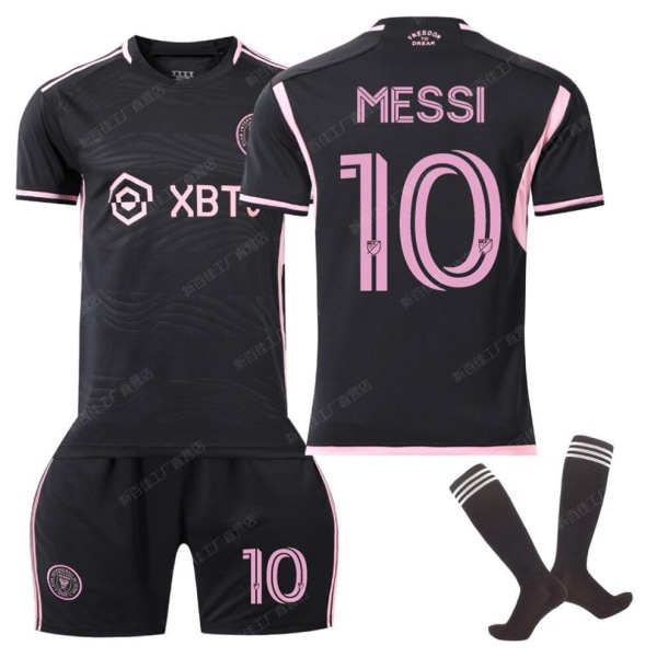 23-24 Inter Miami CF hemmafotbollströja Set No.10 MESSi Major League fotbollsuniformsats med strumpor för vuxna barn - svart 26