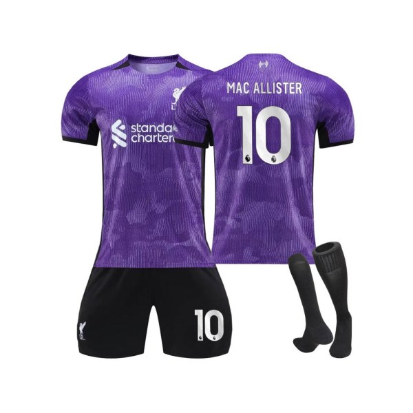 (2023-2024 New Purple Second Away #10 Mac Allister Fotbollströja Fotbollströja Kit för barn Vuxna S(165-170CM)