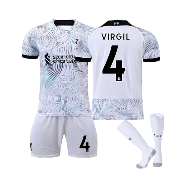 (Liverpool FC 2022/23 Stadium bortatröja Virgil No.4 fotbollströja 3-delade kit för barn Vuxna 28(150-155CM)