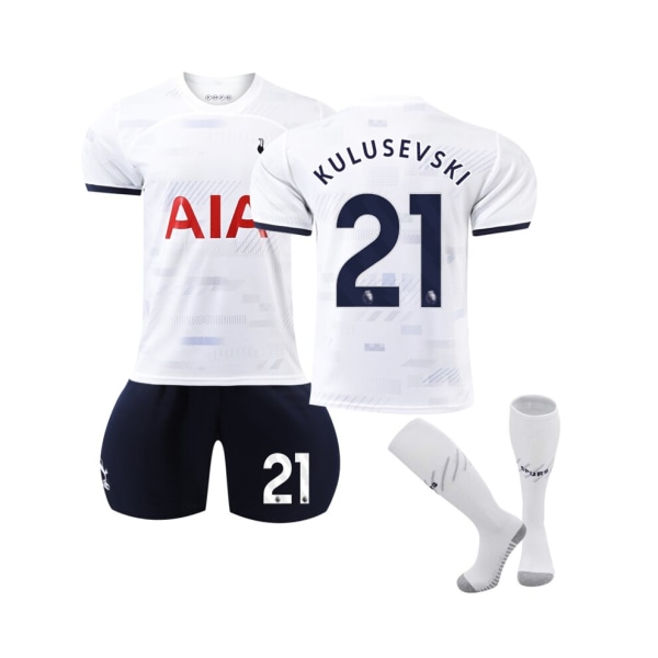 (2023/24 Tottenham Hem #21 Kulusevski Fotbollströja Kit för barn Vuxna 24(130-140CM)