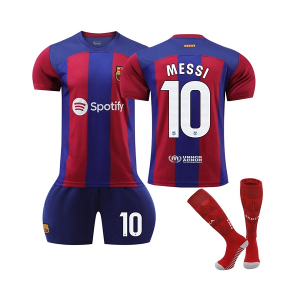 (2023/24 Barcelona Home #10 Messi Fotbollströja Set XS(155-165CM)