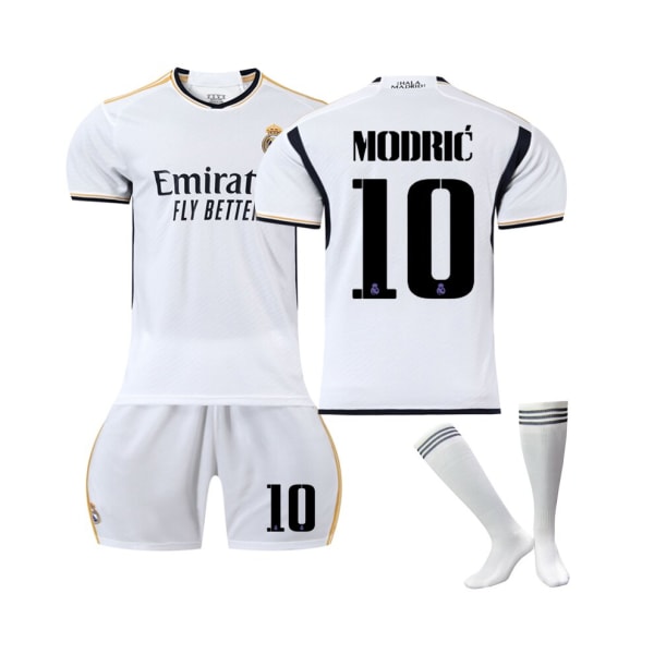 (Real Madrid 2023/24 hemmatröja Modric No.10 fotbollströja 3-delad set för barn Vuxna S(165-170CM)