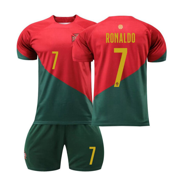 (VM Barn Pojkar Fotboll Kit Ronaldo Fotboll Sport Träningströja Set Safirblå XL