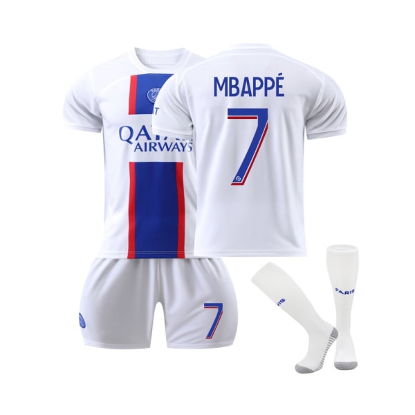 (Juventus 22/23 bortatröja Mbappe No.7 Fotbollströja 3-delade kit för barn Vuxna XS(155-165CM)