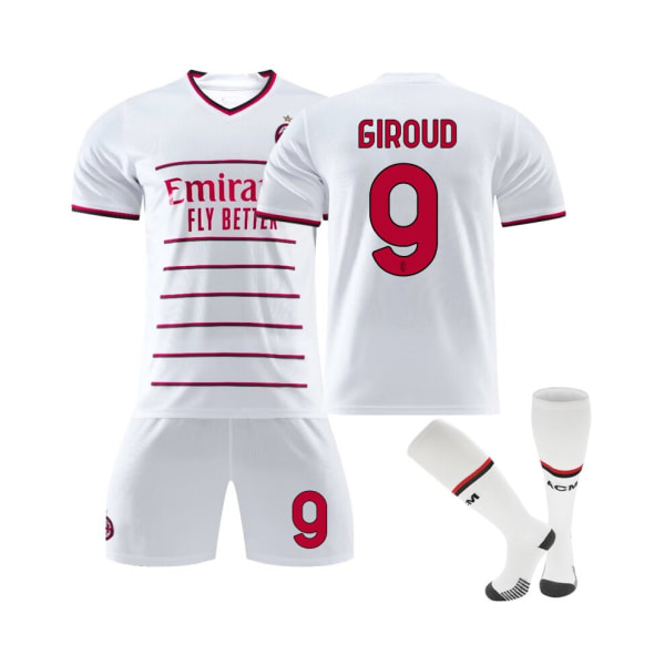 (AC Milan bortatröja 2022/23 Giroud No.9 fotbollströja 3-delade kit för barn Vuxna M(170-175CM)