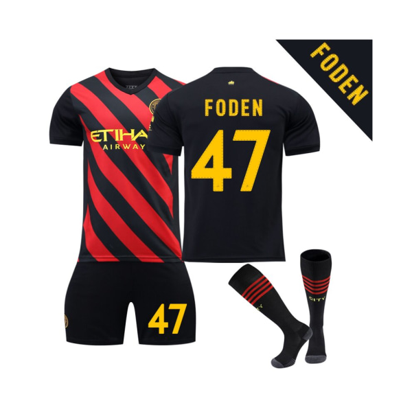 (Manchester City Away #47 Foden Champions League Jubileumsfotbollströja XS(155-165CM)