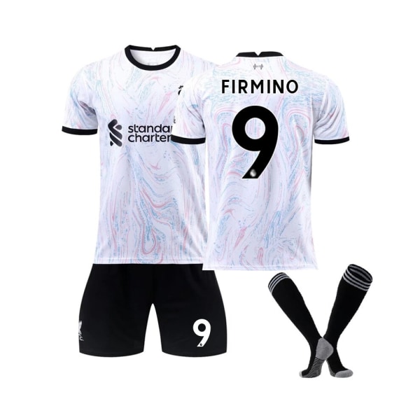 Liverpool 22-23 Borta Kit Firmino No.9 Fotbollströja 3-delade kit för barn Vuxna 22(130-135CM)
