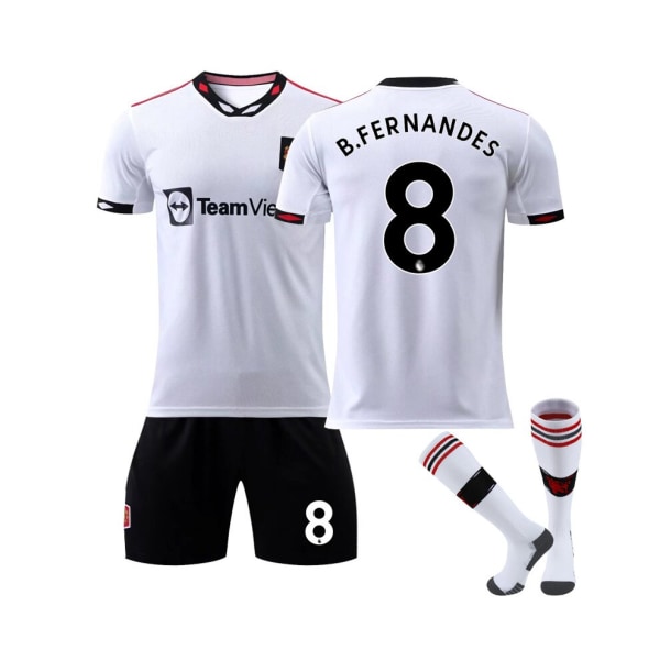 (Manchester United 2022/23 bortatröja B.Fernandes No.8 fotbollströja 3-delade kit för barn Vuxna XS(155-165CM)
