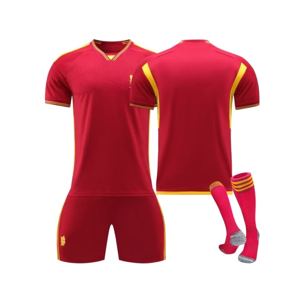 (AS Roma Home Kit för barn Vuxna 2023-24 Fotbollströja kit för barn vuxna XL(180-190CM)