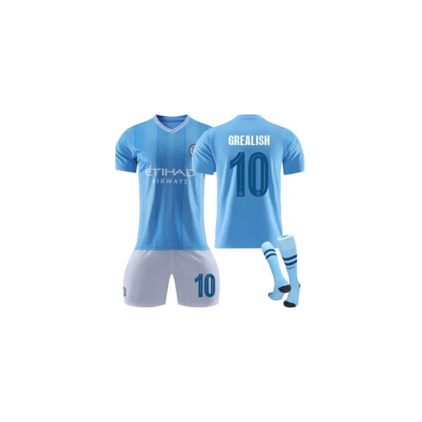 (2023/24 Manchester City #10 Grealish Soccer Hemma Fotbollströja Fotbollsuniformdräkt XS(155-165CM)