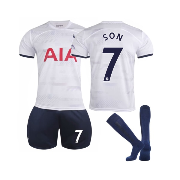 (2023/24 Tottenham Home #7 Son Fotbollströja Kit för barn Vuxna XS(160-165CM)