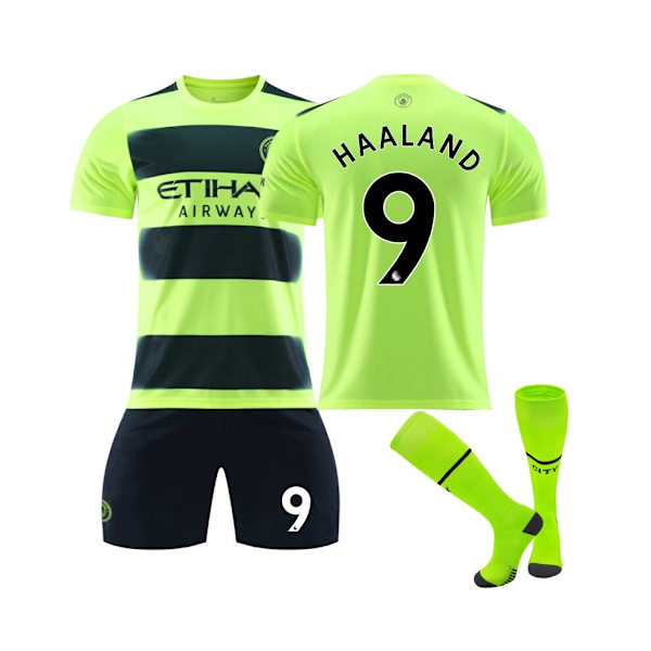 (Manchester City 3rd Kit 22/23 Haaland No.9 Fotbollströja 3-delade kit för barn Vuxna 2XL(1885-195CM)