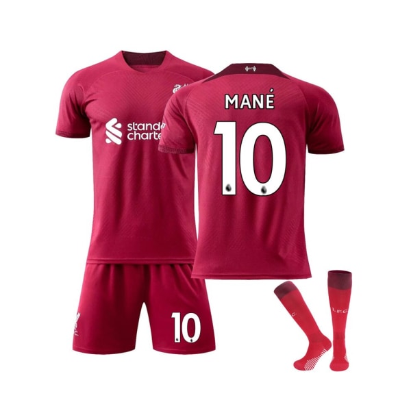 (Liverpool FC 2022/23 Hemmetröja Mane No.10 Fotbollströja 3-delade kit för barn Vuxna 22(130-135CM)