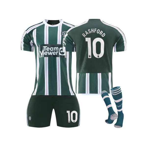 (2023/24 Manchester United Borta #10 Rashford Fotbollströja Kit för barn Vuxna L(175-180CM)